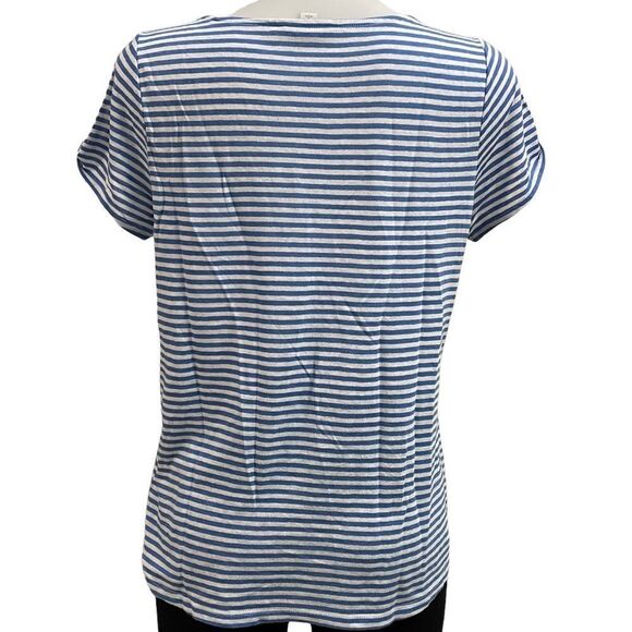 J.Jill Linen Blend Short sleeve Top with Twist Sleeve,opal blue sz small petite - Picture 5 of 10